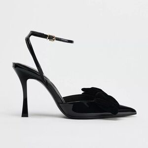 Zara Black Velvet Bow Women's Heels